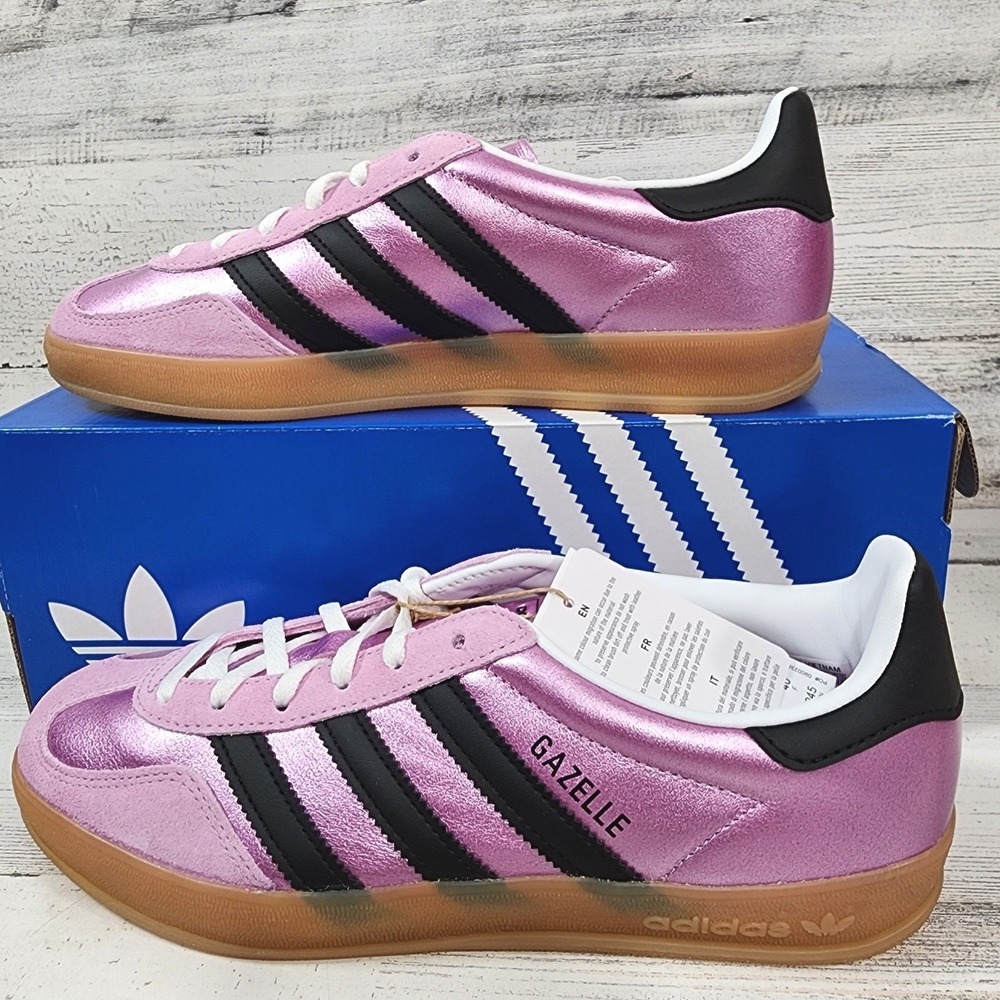 Adidas Gazelle Indoor W Women Size 9 Pink Bliss Lilac Black Sneakers JS1406